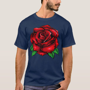 Single Red Rose Pocket Flower Romantic Love Pocket T-Shirt