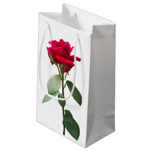Single red rose small gift bag