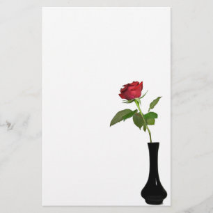 Single Red Rose Stationery