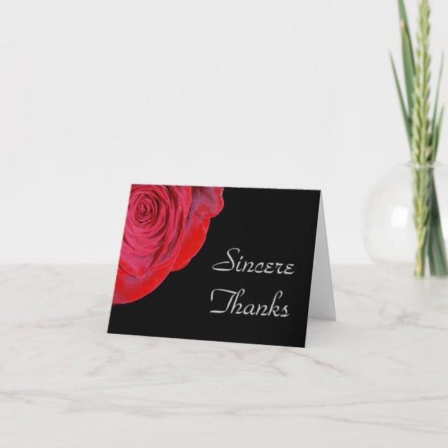 Single Red Rose Thank You Card (Front)