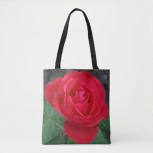 Single red rose tote bag