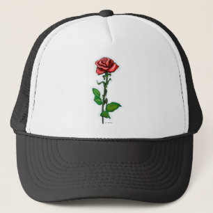 Single Red Rose Trucker Hat