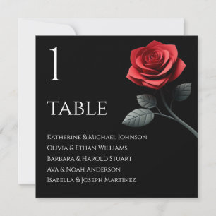 Single Red Rose-Wedding Seating Chart- Invitation