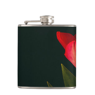 Single Red Tulip Hip Flask