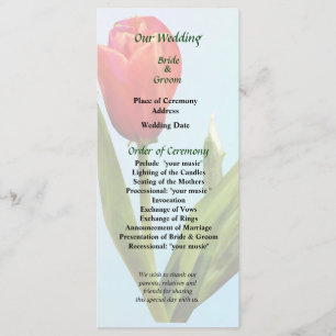 Single Red Tulip Wedding Program