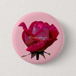 single red valentine rose 2 inch round button