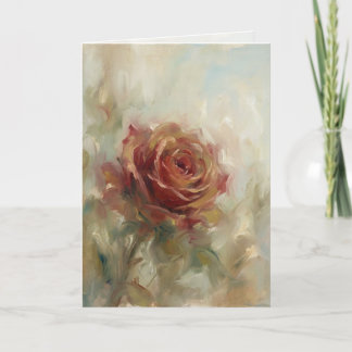 "Single Rose Oil Painting" Greeting Card