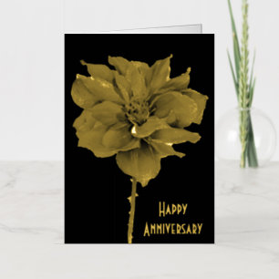 Single Rose On Black Foil Holiday Card
