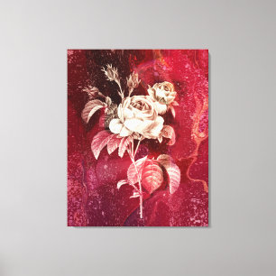 SINGLE ROSE  on Red Background Canvas Print