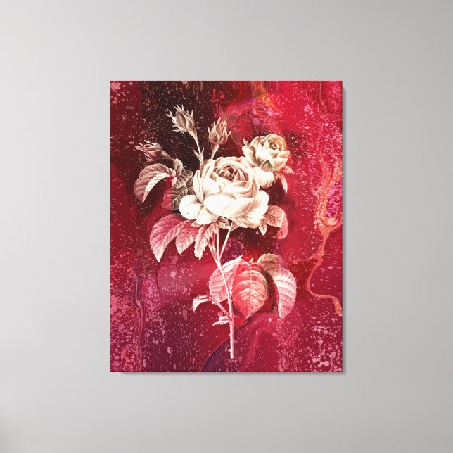 SINGLE ROSE  on Red Background Canvas Print (Front)