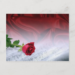 single rose on sheet music - customizable postcard