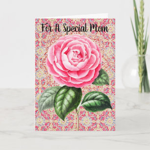 Single Rose Pattern Mother's Day Card