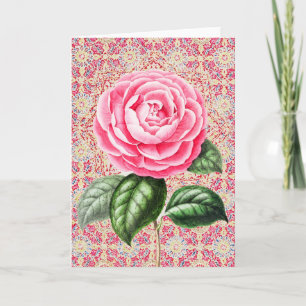 Single Rose Pattern on Pattern Art Note Card 1