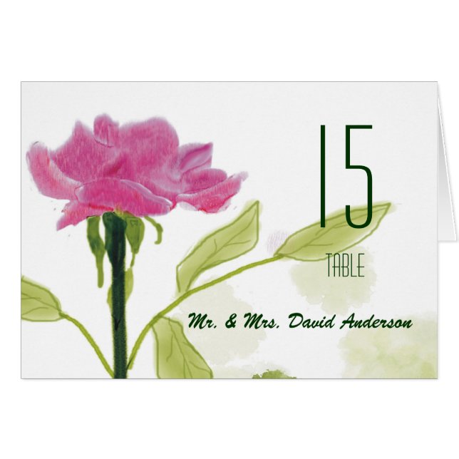 Single Rose Wedding  Place Card (Front Horizontal)