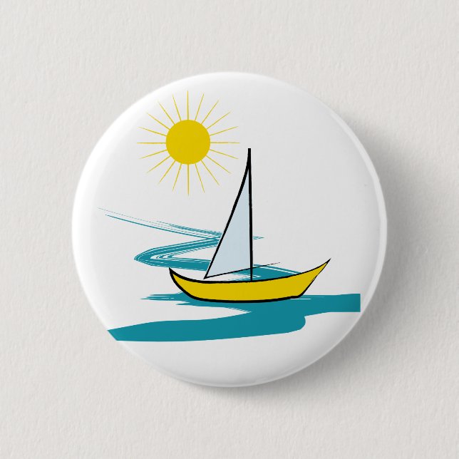 Single sailboat 2 inch round button (Front)