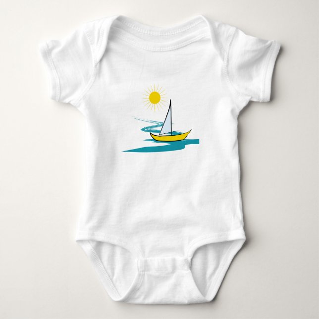 Single sailboat baby bodysuit (Front)