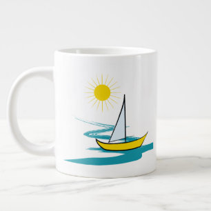 Single sailboat large coffee mug