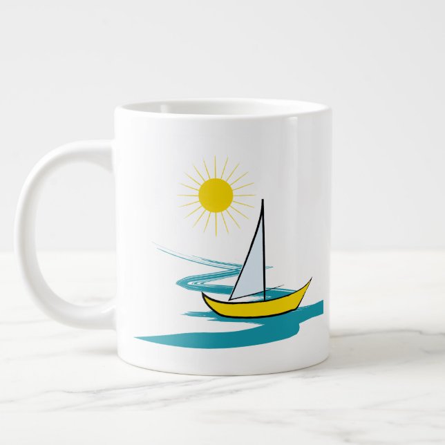 Single sailboat large coffee mug (Left)