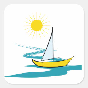 Single sailboat square sticker