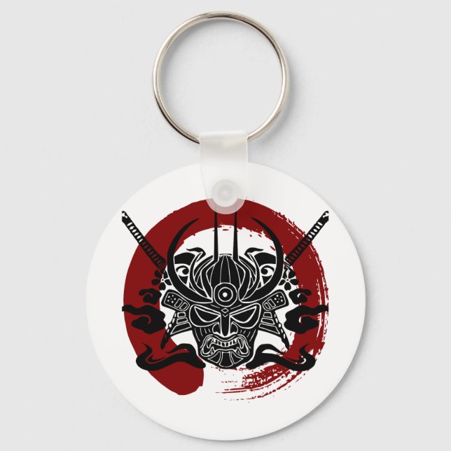 Single Samurai Enso Blood Circle Keychain (Front)