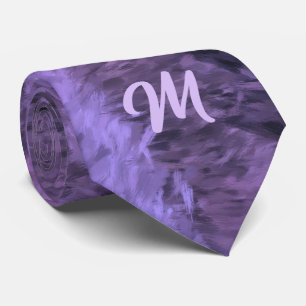 Single Side Purple Impressionism with Monogram Tie