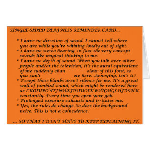 Single-Sided Deafness Crib Sheet