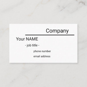 single sided simple white business card