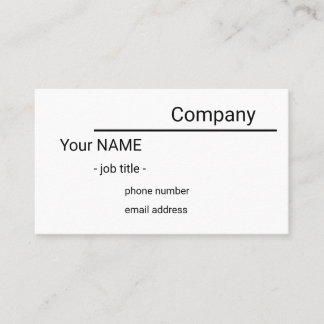 single sided simple white business card