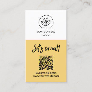 Single Sided Soft Yellow Let's Connect QR Code Business Card