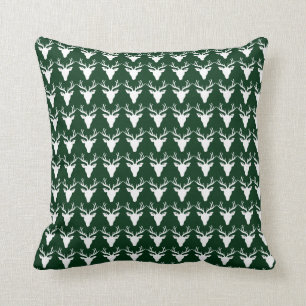 Single Sided White Deer Green/White Pillow