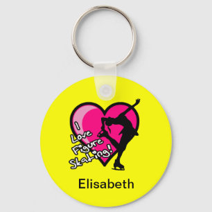 Single Skater, Yellow- Add Your Name KeyChain