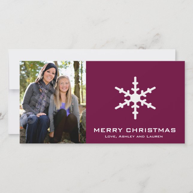 Single Snowflake with Customizable Colours Holiday Card (Front)