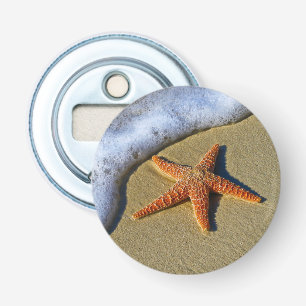 Single Starfish on Beach Bottle Opener