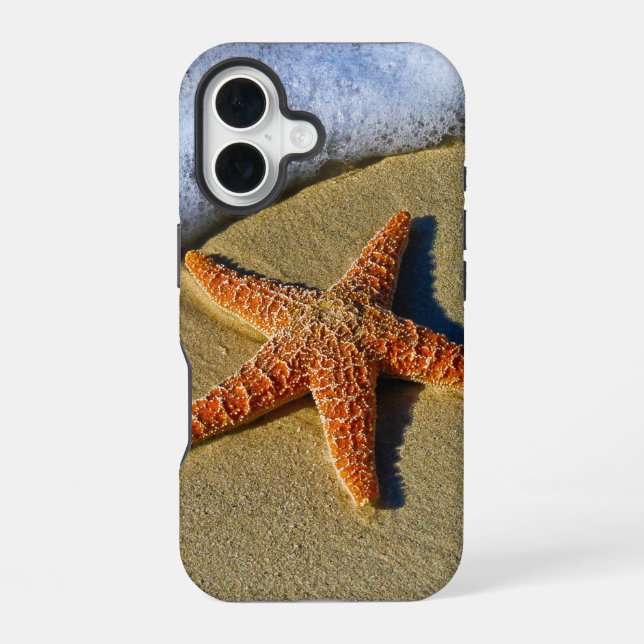 Single Starfish on Beach iPhone 16 Case (Back)