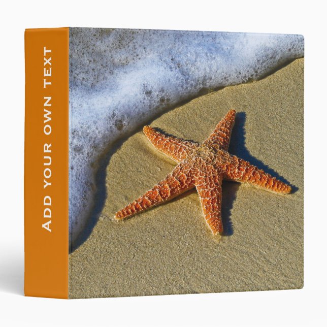 Single Starfish on Beach Personalised Binder (Front/Spine)