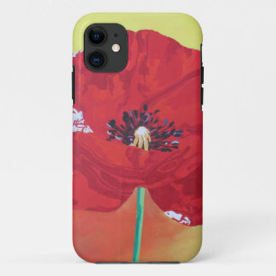 Single Stem Poppy On Red Green And Orange Backgrou iPhone 11 Case