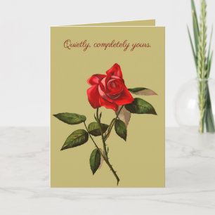 Single Stem Red Rose Isolated Vector Art Card