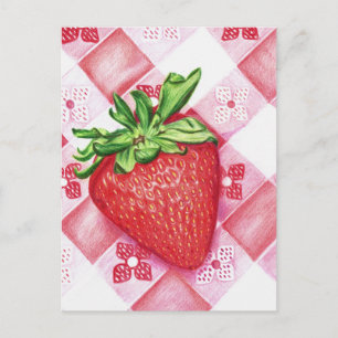 Single Strawberry Art Postcard