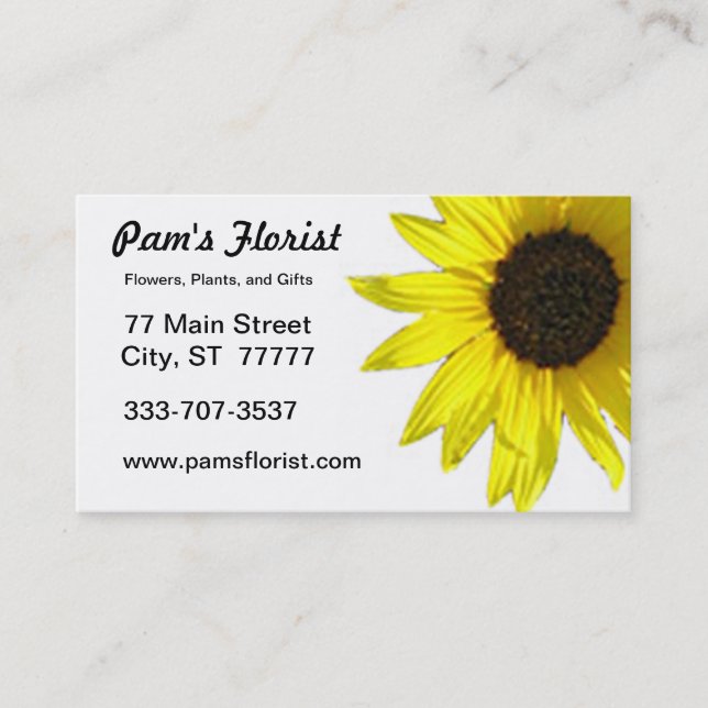 Single Sunflower Bloom Business Card (Front)