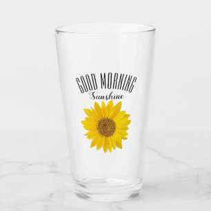 Single Sunflower Good Morning Sunshine Glass