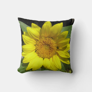 Single Sunflower Throw Pillow