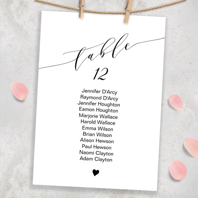 Single table wedding seating chart, elegant font invitation (Creator Uploaded)