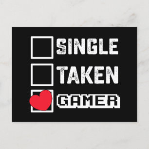 Single Taken Gamer Gaming Games Valentine's Day Postcard