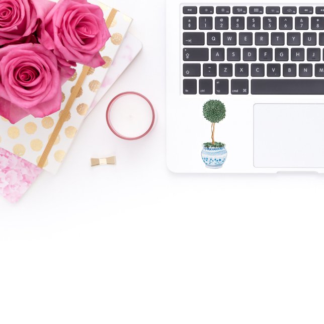 Single Topiary Tree Chinoiserie Vinyl Sticker (chinoiserie topiary tree sticker)