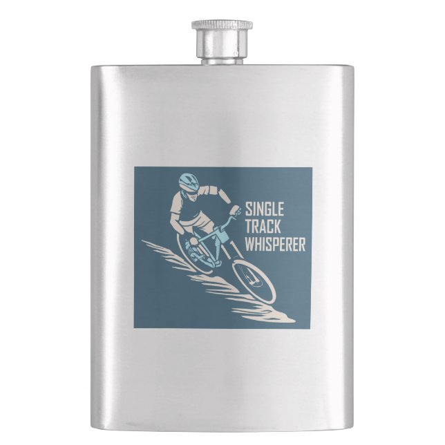 Single Track Whisperer Mountain Biking Hip Flask (Front)