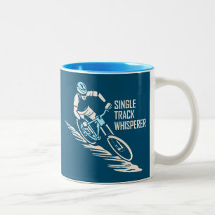 Single Track Whisperer Mountain Biking Two-Tone Coffee Mug
