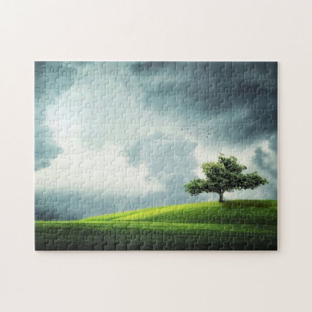 Single Tree In Field - Nature - Landscape Jigsaw Puzzle (Horizontal)