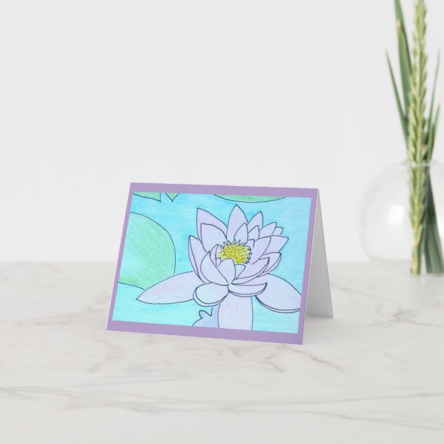 Single Water Lily Blank Greeting Card (Front)