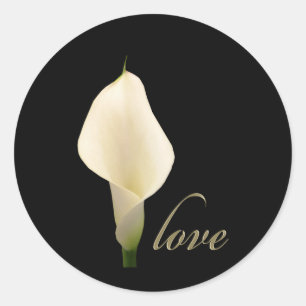 Single white calla lily classic round sticker