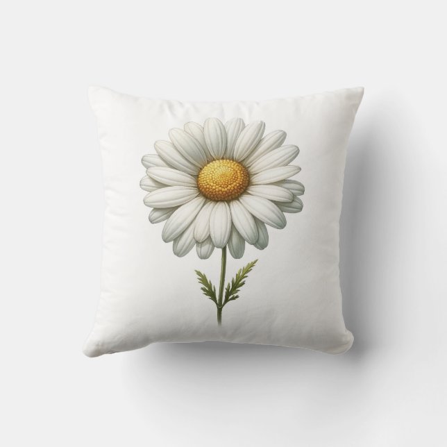 Single White Daisy Flower Herb Journal Throw Pillow (Back)